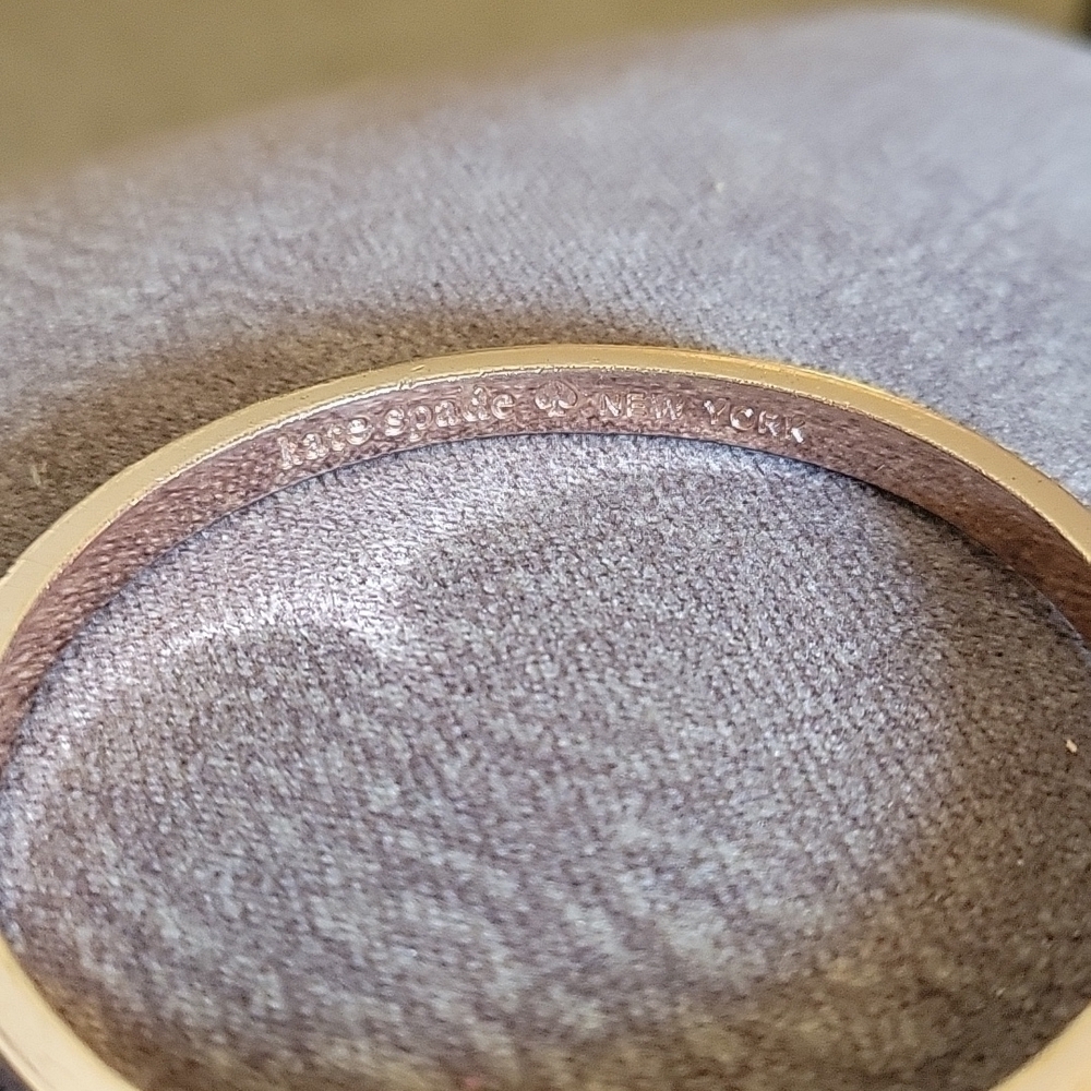 Kate SPADE Rose Goldtone Rhinestone Clamp Bangle Moto Bracelet - Picture 3 of 8
